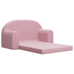 2-os. sofa dla dzieci, rozkładana, różowa, miękki plusz