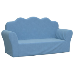 2-os. sofa dla dzieci, niebieska, miękki plusz