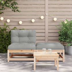 Ogrodowa sofa bez podłokietników, z poduszkami i podnóżkiem