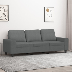 Sofa 3-osobowa, ciemnoszara, 180 cm, tapicerowana tkaniną