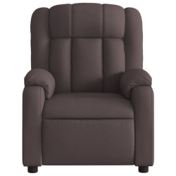 Rozkładany fotel masujący, ciemnobrązowy, obity tkaniną