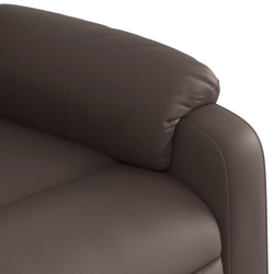 Podnoszony fotel masujący, rozkładany, brązowy, ekoskóra