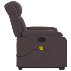 Podnoszony fotel masujący, elektryczny, rozkładany, ciemny brąz
