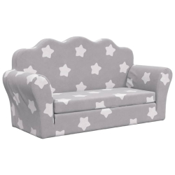 2-os. sofa dla dzieci, rozkładana, szara w gwiazdki, plusz
