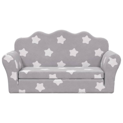 2-os. sofa dla dzieci, rozkładana, szara w gwiazdki, plusz