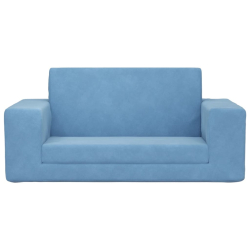 2-os. sofa dla dzieci, rozkładana, niebieska, miękki plusz