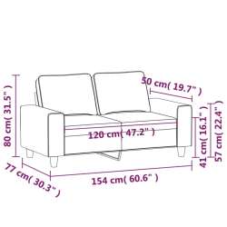 Sofa 2-osobowa, jasnożółta, 120 cm, tapicerowana tkaniną