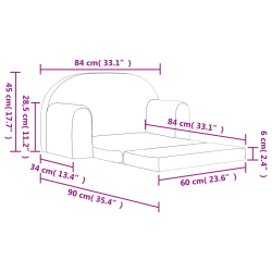 2-os. sofa dla dzieci, rozkładana, jasnoszara, miękki plusz