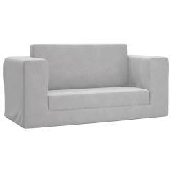 2-os. sofa dla dzieci, rozkładana, jasnoszara, miękki plusz