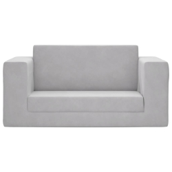 2-os. sofa dla dzieci, rozkładana, jasnoszara, miękki plusz