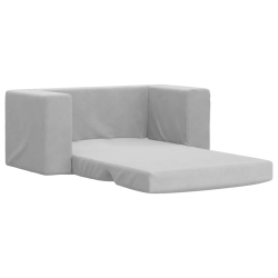 2-os. sofa dla dzieci, rozkładana, jasnoszara, miękki plusz