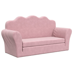 2-os. sofa dla dzieci, rozkładana, różowa, miękki plusz