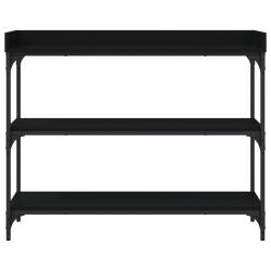 Stolik konsolowy z półkami, czarny, 100x30x80 cm