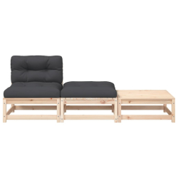 Ogrodowa sofa bez podłokietników, z poduszkami i podnóżkami
