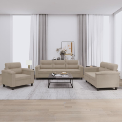 3-cz. komplet wypoczynkowy z poduszkami, taupe, mikrofibra