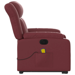 Rozkładany fotel pionizujący z masażem, elektryczny, bordowy
