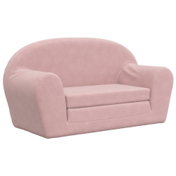 2-os. sofa dla dzieci, rozkładana, różowa, miękki plusz