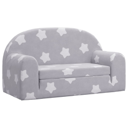 2-os. sofa dla dzieci, rozkładana, szara w gwiazdki, plusz