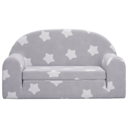2-os. sofa dla dzieci, rozkładana, szara w gwiazdki, plusz