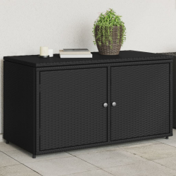 Szafka ogrodowa, czarna, 110x55x60,5 cm, polirattan