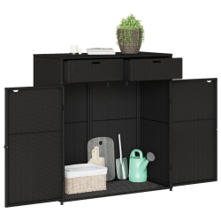 Szafka ogrodowa, czarna, 105x55x113 cm, polirattan