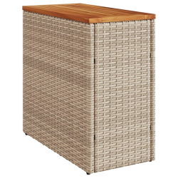 Stolik ogrodowy z drewnianym blatem, beżowy, 58x27,5x55 cm