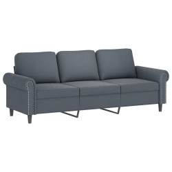 3-osobowa sofa z poduszkami, ciemnoszara, 180 cm, aksamit
