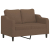 2-osobowa sofa z poduszkami, brązowa, 120 cm, tkanina