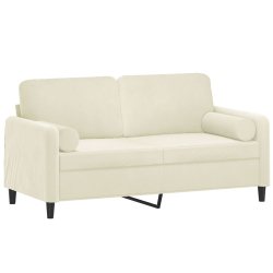 2-osobowa sofa z poduszkami, kremowa, 140 cm, aksamit