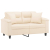 2-osobowa sofa z poduszkami, beżowa, 120 cm, mikrofibra