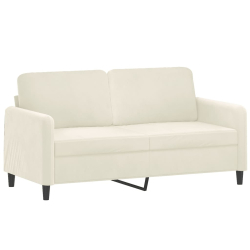 Sofa 2-osobowa, kremowy, 140 cm, tapicerowana aksamitem
