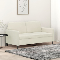 Sofa 2-osobowa, kremowy, 140 cm, tapicerowana aksamitem