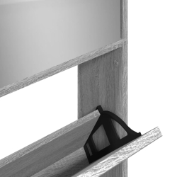 Szafka na buty z lustrem, 4-poziomowa, szary dąb, 63x17x134 cm