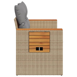 Sofa ogrodowa z poduszkami, 2-osobowa, beż, polirattan
