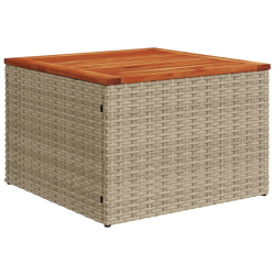 Stół ogrodowy, beżowy 55x55x37 cm, rattan PE i drewno akacjowe