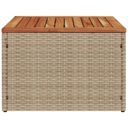 Stół ogrodowy, beżowy 55x55x37 cm, rattan PE i drewno akacjowe
