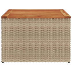 Stół ogrodowy, beżowy 55x55x37 cm, rattan PE i drewno akacjowe