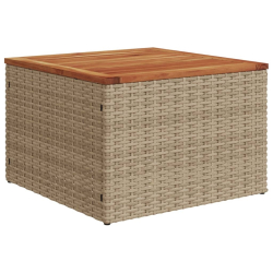 Stół ogrodowy, beżowy 55x55x37 cm, rattan PE i drewno akacjowe