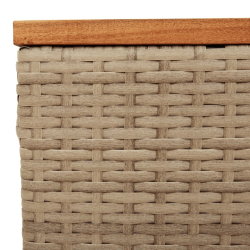 Stół ogrodowy, beżowy 55x55x37 cm, rattan PE i drewno akacjowe