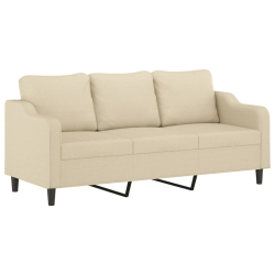 3-osobowa sofa z poduszkami, kremowa, 180 cm, tkanina