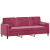 3-osobowa sofa z poduszkami, winna czerwień, 180 cm, aksamit