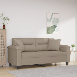 2-osobowa sofa z poduszkami, kolor taupe, 140 cm, mikrofibra