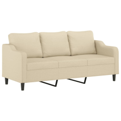 3-osobowa sofa, kremowa, 180 cm, tapicerowana tkaniną