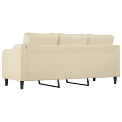 3-osobowa sofa, kremowa, 180 cm, tapicerowana tkaniną