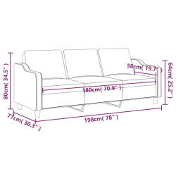 Sofa 3-osobowa, kolor taupe, 180 cm, tapicerowana tkaniną