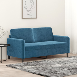 Sofa 2-osobowa, niebieski, 140 cm, tapicerowana aksamitem