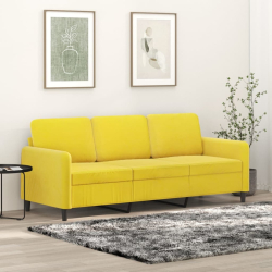 Sofa 3-osobowa, żółty, 180 cm, tapicerowana aksamitem