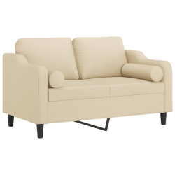 2-osobowa sofa z poduszkami, kremowa, 120 cm, tkanina