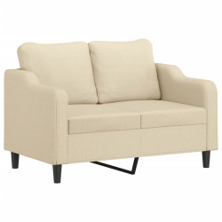 2-osobowa sofa z poduszkami, kremowa, 120 cm, tkanina