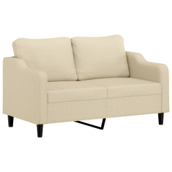 2-osobowa sofa z poduszkami, kremowa, 140 cm, tkanina